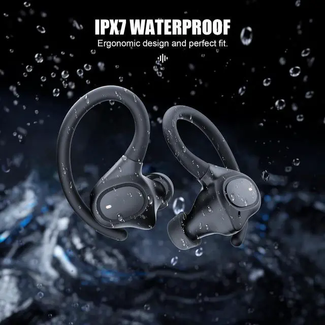 Alt view image 4 of 5 - APEKX True Wireless Earbuds - Secure Fit Earhooks for Small Ear, Bluetooth Headphones for iPhone, IPX7 Waterproof, 40H Playtime, Ideal for Sports and Workouts (Black)