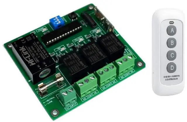 Main image of RC Remote 3 Channel Light Controller/Sequencer/System Controllable by Remote Railroad Compatible AC Voltage 100V-240V 50/60HZ. DC V Up to 100V Bonus Pedestrian and Beacon Mode