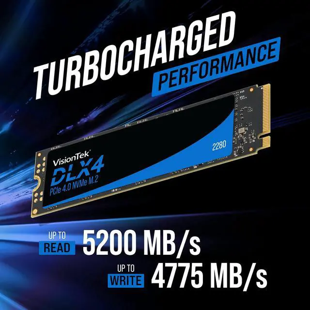 Alt view image 2 of 5 - VisionTek 2280 M.2 DLX4 SSD - 512GB - PCIe Gen 4.0 x4 NVMe - 5200MB/s Read, 4775MB/s Write  Laptops, Gaming PCs, Compatible Consoles