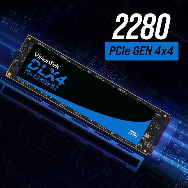 Alt view image 3 of 5 - VisionTek 2280 M.2 DLX4 SSD - 512GB - PCIe Gen 4.0 x4 NVMe - 5200MB/s Read, 4775MB/s Write  Laptops, Gaming PCs, Compatible Consoles