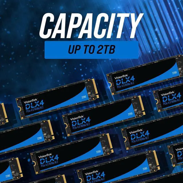 Alt view image 4 of 5 - VisionTek 2280 M.2 DLX4 SSD - 512GB - PCIe Gen 4.0 x4 NVMe - 5200MB/s Read, 4775MB/s Write  Laptops, Gaming PCs, Compatible Consoles