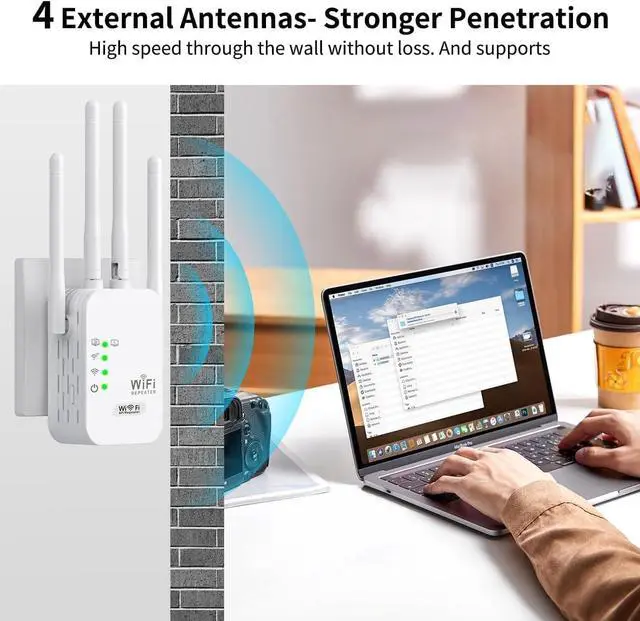 Alt view image 4 of 5 - 2025 Fastest WiFi Extender,WiFi Extender Signal Booster for Home Cover up to 9000Sq.ft for 40+ Devices,WiFi Repeater with 4 Antennas 360° Full Coverage,1-Tap Setup & Ethernet Port