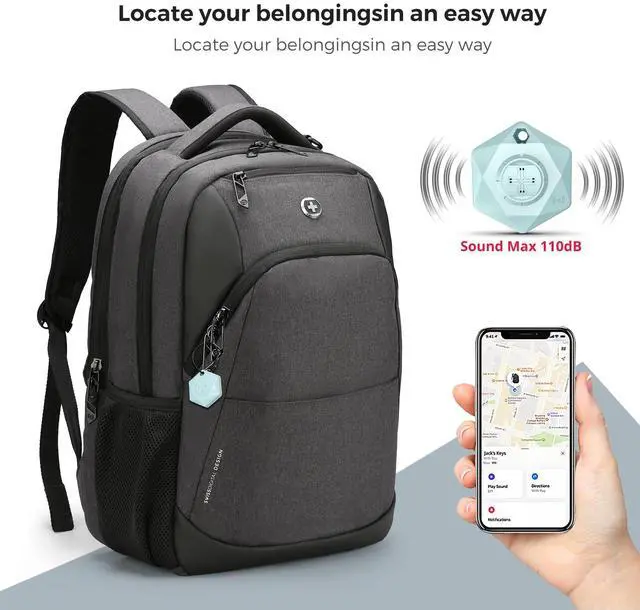 Alt view image 2 of 5 - Swissdigital Design Business Laptop Backpack, College Laptops Backpack with USB Charging Port for Men and Women Fits 16 Inch Notebook, Grey | ANDWIL
