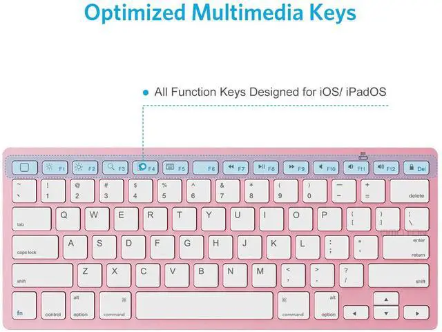 Alt view image 3 of 5 - OMOTON Bluetooth Keyboard Compatible with iPad 10th Generation, iPad 10.2 (9th/8th/7th), iPad Pro 13/12.9/11 inch, iPad Air/Mini and More Bluetooth Enabled Devices, Rose Gold