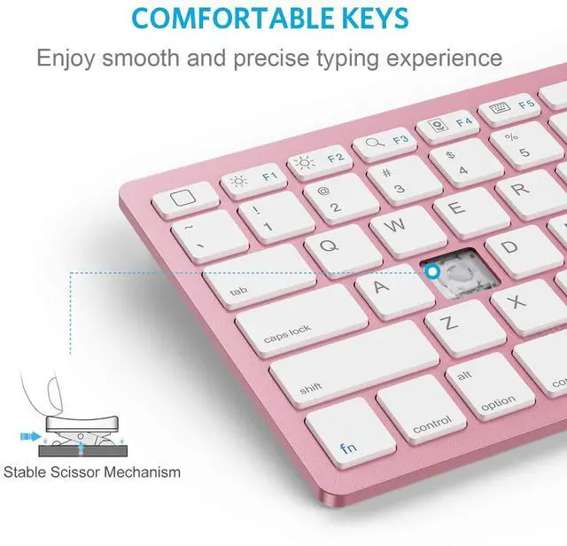 Alt view image 4 of 5 - OMOTON Bluetooth Keyboard Compatible with iPad 10th Generation, iPad 10.2 (9th/8th/7th), iPad Pro 13/12.9/11 inch, iPad Air/Mini and More Bluetooth Enabled Devices, Rose Gold
