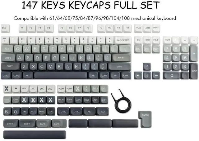 Alt view image 5 of 5 - PBT Keycaps - MOA Profile, Gradient, Cute Set for Mechanical Keyboard, 146 Keys, Dye-Sublimation Custom Set for 61/64/68/84/87/100/104/108 Cherry MX