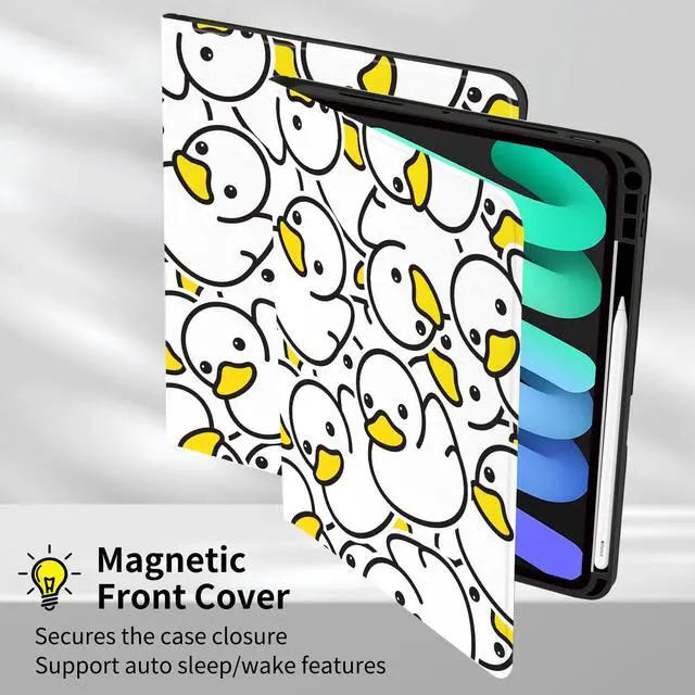 Alt view image 2 of 5 - Idocolors Cute Duck Pad Case for 10.9 Inch iPad 10th Generation/iPad 2022 with Pencil Holder Cartoon Kawaii Animal Pattern Multi-Angle Stand Leather Cover Auto Sleep/Wake for Kids Girls Women