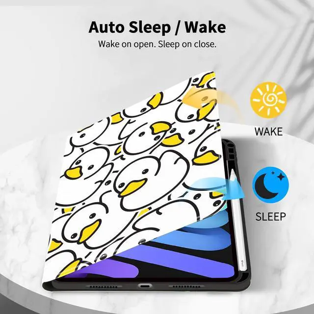 Alt view image 3 of 5 - Idocolors Cute Duck Pad Case for 10.9 Inch iPad 10th Generation/iPad 2022 with Pencil Holder Cartoon Kawaii Animal Pattern Multi-Angle Stand Leather Cover Auto Sleep/Wake for Kids Girls Women