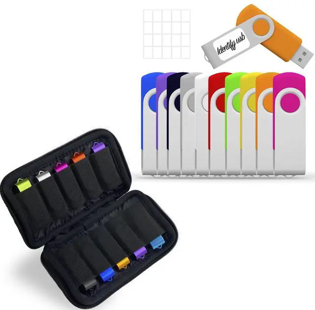 Main image of 32GB USB Flash Drives 10 Pack and USB Case of 10 Slots Bundle JBOS USB Holders to Organize 10 Thumb Drives 32 GB