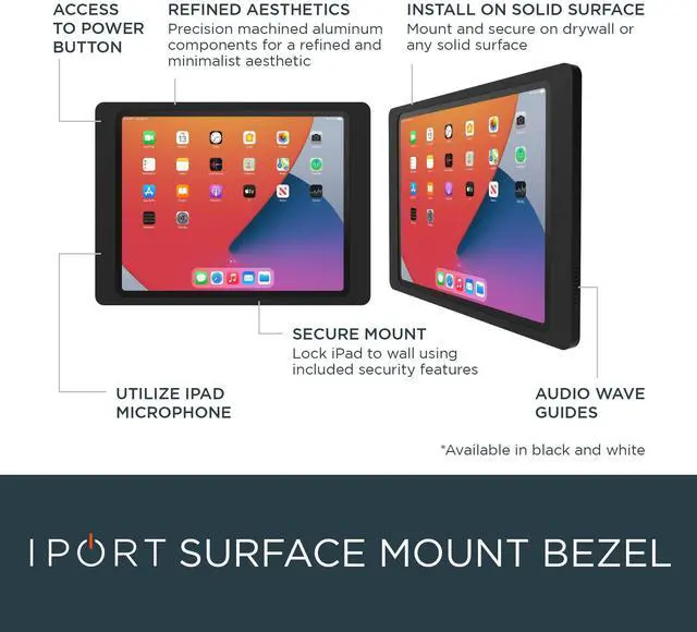 Alt view image 2 of 5 - iPort Surface Mount System - iPad Wall Mount for 11" Pro (3rd gen) and 10.9" Air (5th gen) - Black