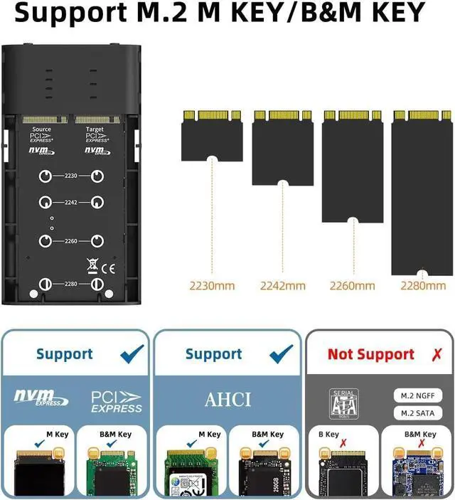 Alt view image 2 of 5 - MAIWO NVMe M.2 Duplicator Dual Bay Clone Enclosure USB to NVMe SSD Docking Station Support Offline Cloning and Copy Function-K2022P