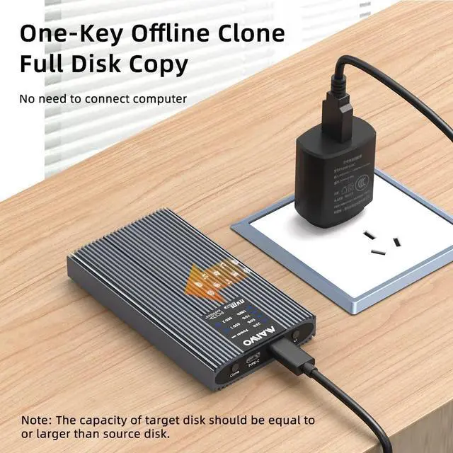 Alt view image 4 of 5 - MAIWO NVMe M.2 Duplicator Dual Bay Clone Enclosure USB to NVMe SSD Docking Station Support Offline Cloning and Copy Function-K2022P