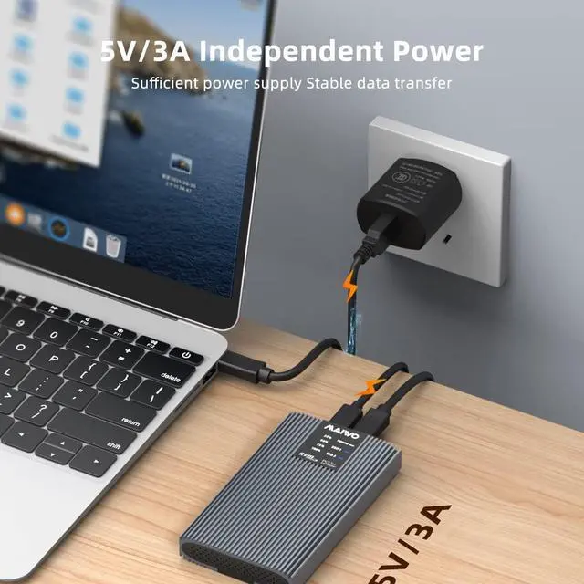 Alt view image 5 of 5 - MAIWO NVMe M.2 Duplicator Dual Bay Clone Enclosure USB to NVMe SSD Docking Station Support Offline Cloning and Copy Function-K2022P