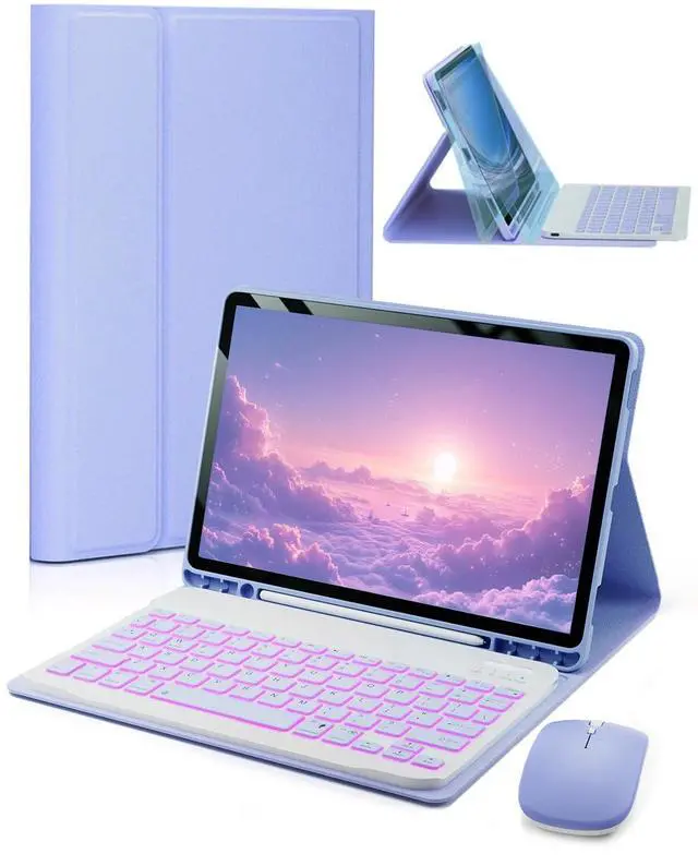 Main image of for iPad Air 11-inch/ 5th/ 4th Generation Case with Keyboard iPad Air 10.9/11-inch M3 M2 Air 5 Air 4 Gen 2025/2024/2022/2020 Magic Keyboard Backlit Built-in Pencil Holder with Mouse - Purple