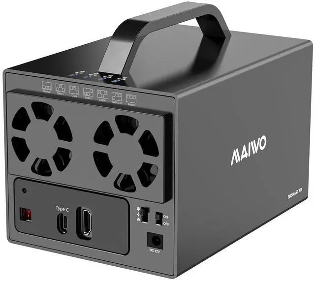 Main image of MAIWO USB-C 4 Bay HDD RAID Enclosure for 2.5" 3.5" SATA Drive with Cooling Fan, USB A-C 3.1 & C-C Cable Included, Supports Raid Normal,0,3,5,1/10,Clone/Large(jbod) & 96TB Capacity, DAS(NOT NAS)