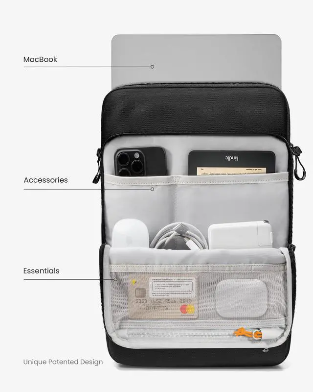 Alt view image 3 of 5 - tomtoc 360 Protective Laptop Sleeve Designed for 14-inch MacBook Pro M4/M3/M2/M1 Pro/Max, 13.8'' 2024 Surface Laptop AI PC, Water-Resistant Well-Organized Accessory Sleeve Case with Handle
