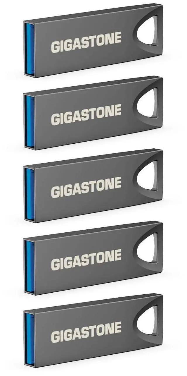 Main image of GIGASTONE 128GB Slim Fit Flash Drive (5 Pack) Z70 USB 3.2 Gen 1, 120MB/s Ultra Fast, Nickel Metal Design, Data Storage, Backup for PC/Mac/TV/Car Audio, USB 2.0/3.0/3.1 Compatible