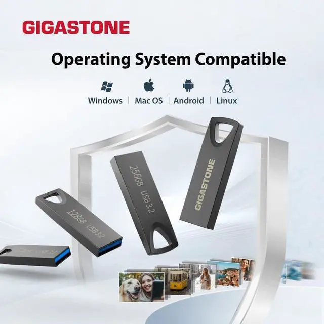 Alt view image 3 of 5 - GIGASTONE 128GB Slim Fit Flash Drive (5 Pack) Z70 USB 3.2 Gen 1, 120MB/s Ultra Fast, Nickel Metal Design, Data Storage, Backup for PC/Mac/TV/Car Audio, USB 2.0/3.0/3.1 Compatible