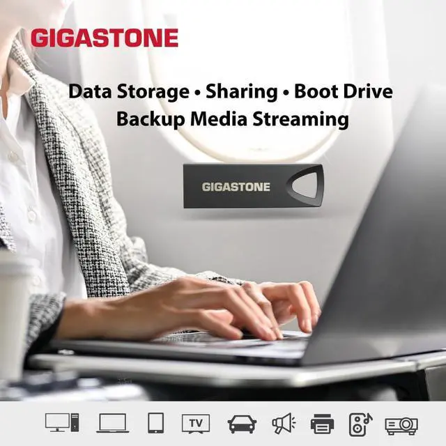 Alt view image 5 of 5 - GIGASTONE 128GB Slim Fit Flash Drive (5 Pack) Z70 USB 3.2 Gen 1, 120MB/s Ultra Fast, Nickel Metal Design, Data Storage, Backup for PC/Mac/TV/Car Audio, USB 2.0/3.0/3.1 Compatible