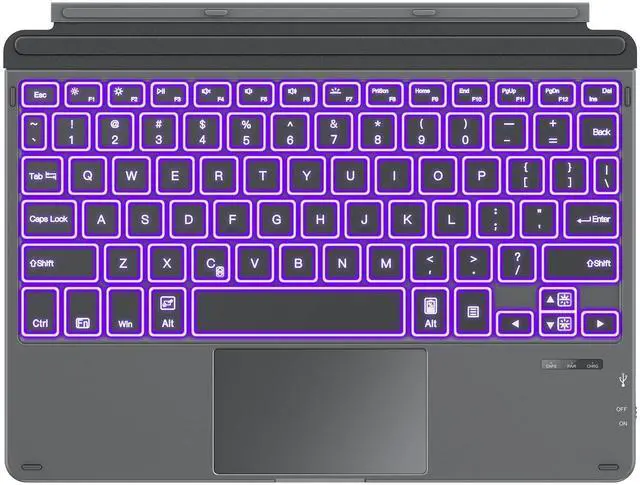 Main image of OMOTON Keyboard for Surface Go 4/3 /2/1, Bluetooth Type Cover for Surface Go, 7-Color Backlit, Ultra-Slim Wireless Keyboard with Touchpad, Built-in Rechargeable Battery
