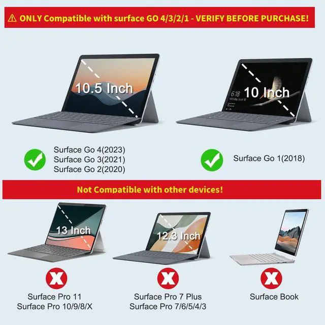 Alt view image 2 of 5 - OMOTON Keyboard for Surface Go 4/3 /2/1, Bluetooth Type Cover for Surface Go, 7-Color Backlit, Ultra-Slim Wireless Keyboard with Touchpad, Built-in Rechargeable Battery
