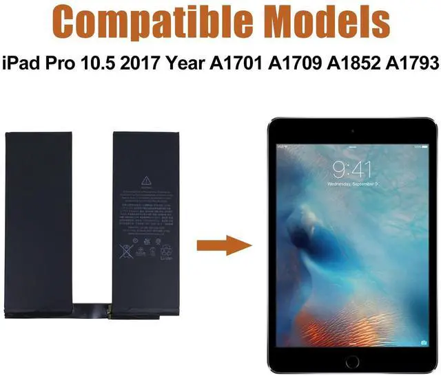 Alt view image 2 of 5 - Duotipa New Replacement Battery A1798 Compatible with iPad Pro 10.5 2017 Year A1701 A1709 A1852 A1793 Battery with Repair Tools Kit