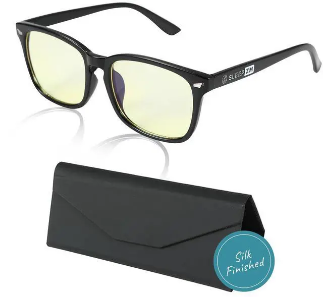 Main image of Sleep ZM 60% Blue Light Blocking Glasses + Foldable Leather Case for Computer, TV, Gaming Use Improve Sleep Quality by Naturally Producing Melatonin for Women and Men