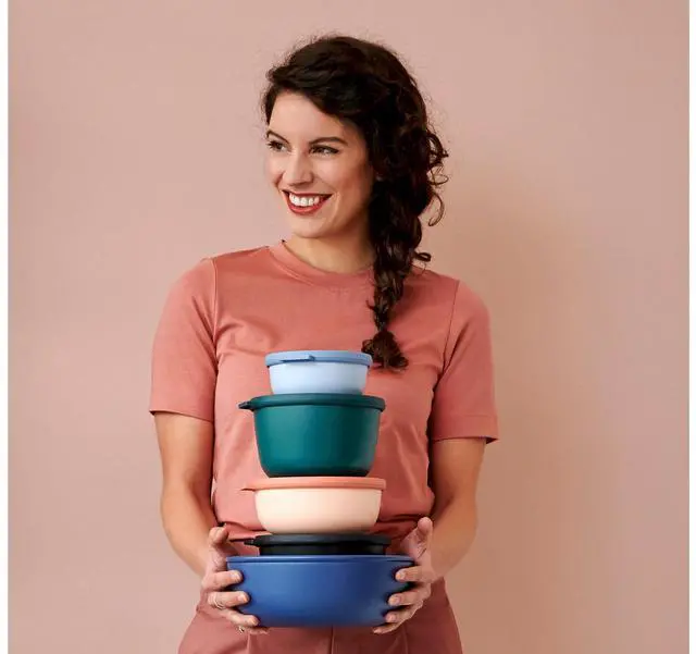 Alt view image 2 of 4 - Mepal Cirqula Set of 4 Multi Food Storage and Serving Bowls with Lids, Food Prep Containers, Shallow, Nordic Blue, 1 each (350ml|12oz), (750ml|25oz), (1250ml|42oz), (2250ml|76 oz), 1 Set