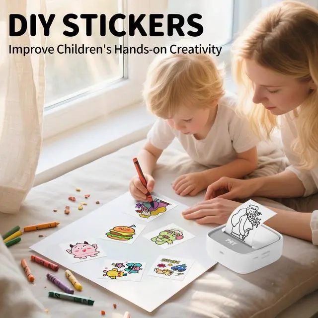 Alt view image 4 of 5 - PRT Mini-Sticker Printer with 7 Rolls Sticker Paper