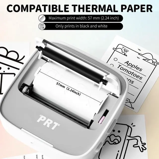 Alt view image 5 of 5 - PRT Mini-Sticker Printer with 7 Rolls Sticker Paper