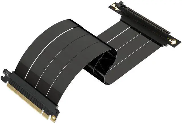 Main image of LINKUP - AVA5 PCIE 5.0 Riser Cable | RTX5090 RX9070 GPU Ready | x16 128GB/s Speed | Compatible with PCIe 4.0 & WRX80/WRX90E | Right Angle, Black 30cm (Total Length 34cm)