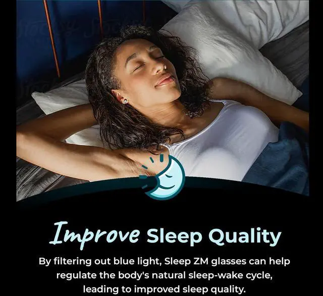 Alt view image 4 of 5 - Sleep ZM 60% Blue Light Blocking Glasses + Foldable Leather Case for Computer, TV, Gaming Use Improve Sleep Quality by Naturally Producing Melatonin for Women and Men