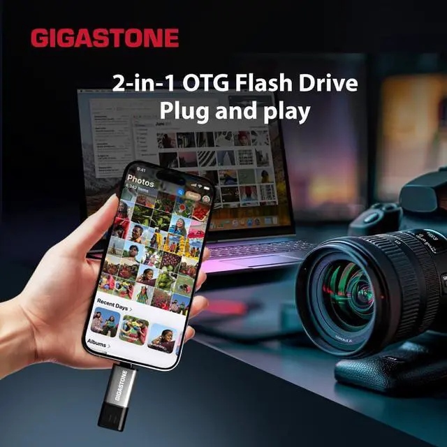 Alt view image 5 of 5 - GIGASTONE 128GB Dual Flash Drive (2 Pack) Z40 USB 3.2 Gen 1, 2-in-1 Type-A & Type-C, 100MB/s Ultra Fast, Head Cap Design, Plug & Play for Smartphone/PC/Mac/TV/Car Audio, USB 2.0/3.0/3.1 Compatible