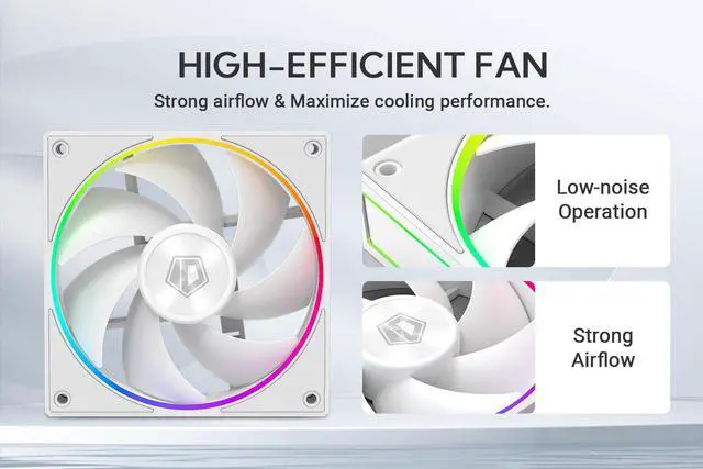 Alt view image 3 of 5 - ID-COOLING AF-127-W-TRIO 120mm Case Fan ARGB FDB Bearing PC Fan Daisy Chain Connector Computer Fan for Radiator/CPU Air Cooler/Computer Case, 3 Pack, White