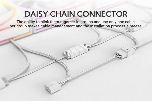 Alt view image 5 of 5 - ID-COOLING AF-127-W-TRIO 120mm Case Fan ARGB FDB Bearing PC Fan Daisy Chain Connector Computer Fan for Radiator/CPU Air Cooler/Computer Case, 3 Pack, White