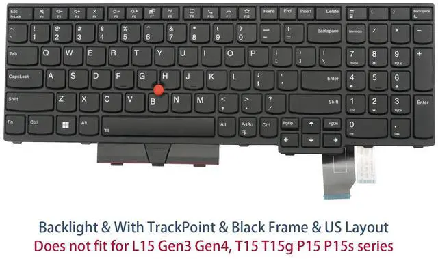 Alt view image 2 of 5 - BestParts Backlit Laptop Keyboard Replacement for Lenovo ThinkPad T15p Gen 1 Gen 2 Gen 3, P15v Gen 1 Gen 2 Gen 3 US Layout with TrackPoint 5N20X22880 5N20X22916 5N20X22952