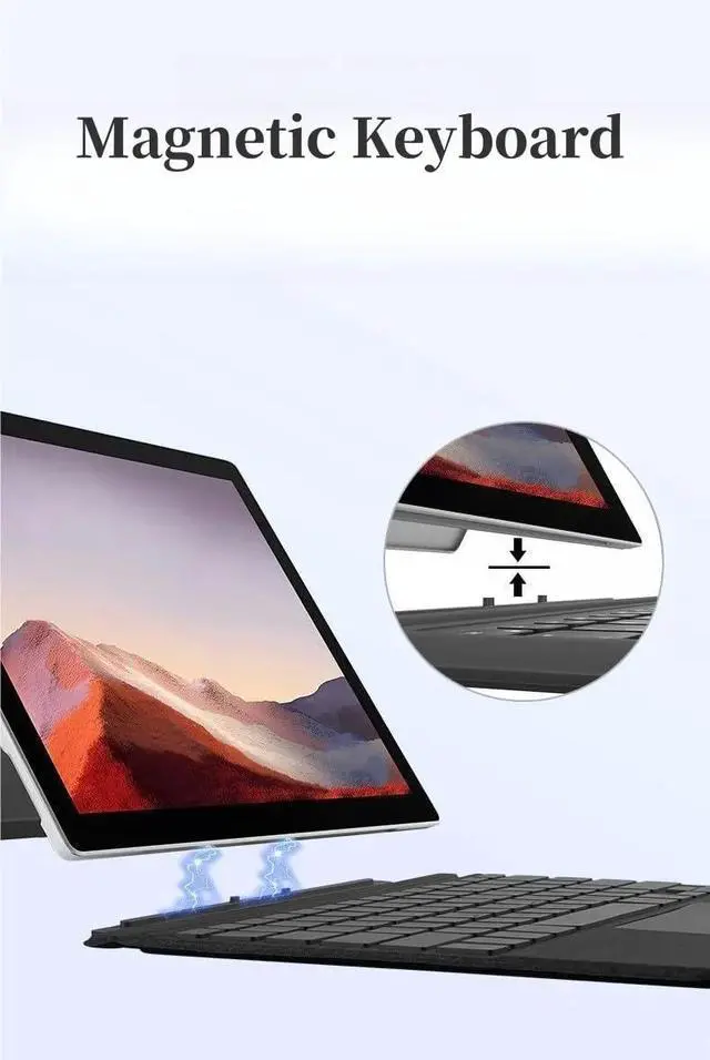 Alt view image 4 of 5 - NUWONAYA Keyboard for Surface Pro 7+ Pro 7 Pro 6 Pro 5 Pro 4 Pro 3, Portable Slim Type Cover for Surface Pro, Wireless Keyboard with Multi-Touch Trackpad,7 Color Backlit,Wine Red