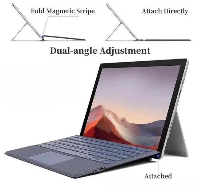 Alt view image 5 of 5 - NUWONAYA Keyboard for Surface Pro 7+ Pro 7 Pro 6 Pro 5 Pro 4 Pro 3, Portable Slim Type Cover for Surface Pro, Wireless Keyboard with Multi-Touch Trackpad,7 Color Backlit,Wine Red
