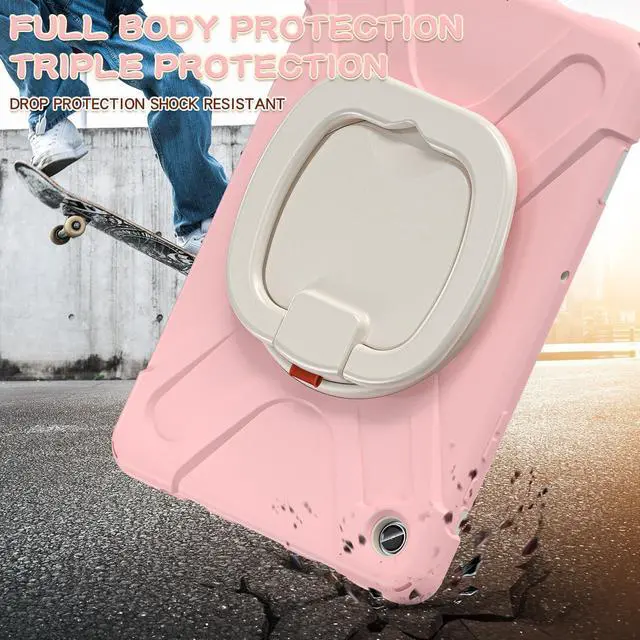 Alt view image 5 of 5 - PboyiqiS Case for Galaxy Tab A9 Plus 11" 2023 (SM-X210/ X215/ X216), Heavy Duty Protective Case with 360 Degree Swivel Stand&Hand Strap&Shoulder Strap (Light Pink)