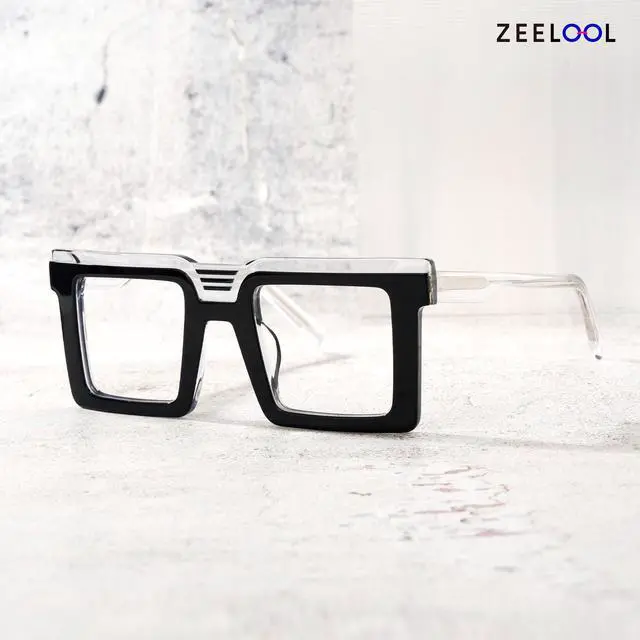Alt view image 4 of 5 - Zeelool Blue Light Blocking Glasses for Men Women, Square Glasses Frame Eyeglasses with Clear Lenses Anti Eyestrain & UV from Computer/TV/Phone ZJGA924025-01B