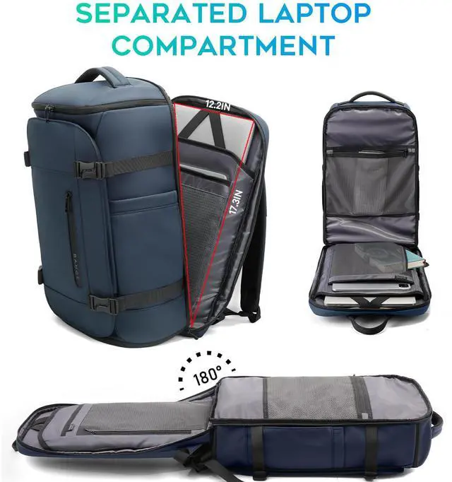 Alt view image 5 of 5 - BANGE Travel Backpack with Shoe Compartment, 40L Large Capacity Back Pack, Men's Weekender Daypack Fits 17.3 Inch Laptop, Carry On Travel Backpack with Water Bottle Holder for Men and Women