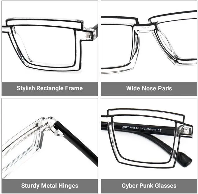 Alt view image 4 of 5 - Zeelool Rectangle Glasses Stylish Eyewear for Women Blue Light Blocking Glasses Anti Eyestrain Glasses ZJGP094654-11 Crystal