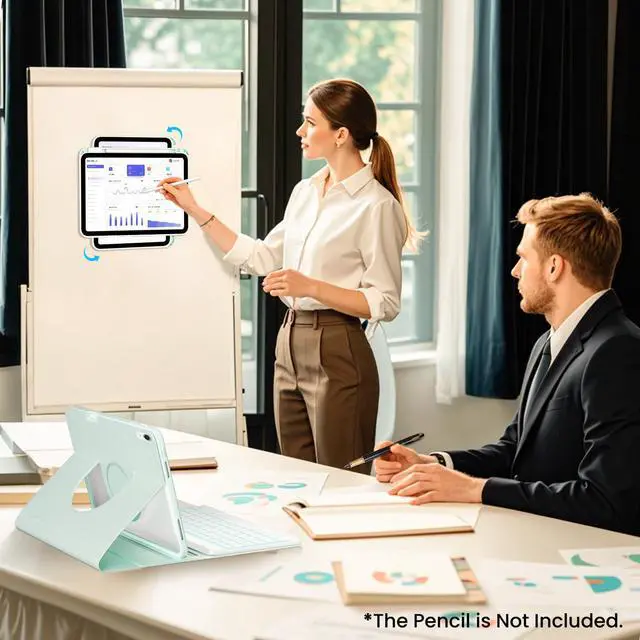 Alt view image 5 of 5 - OPAKIT Magnetic Keyboard Case for iPad 10th Generation 10.9-inch, 7 Color Backlit Detachable Wireless Keyboard 360 Rotatable Cover with Pencil Holder for New iPad 10th Gen 2022 -Green