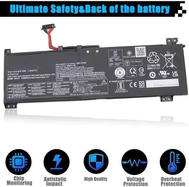 Alt view image 4 of 5 - L20M3PC2 SB11B96717 Laptop Battery Replacement for Lenovo Ideapad Gaming 3-15ACH6 Type-82K2 82MJ Ideapad Gaming 3-15IHU6 Type-82K1 82MG Series L20D3PC2 SB11B96720 L20C3PC2 SB11B96716 45Wh 3910mAh