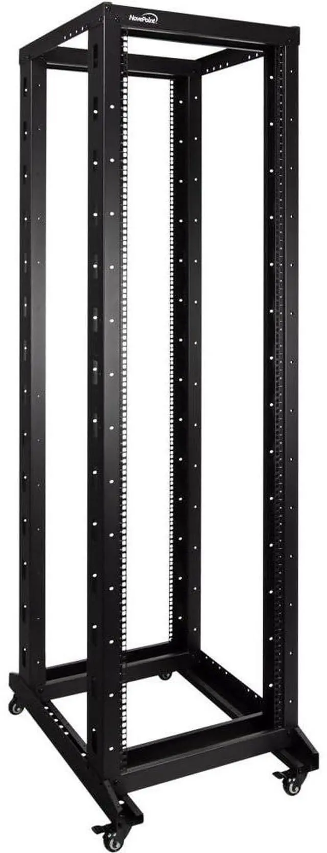 Main image of NavePoint 42U 4 Post Server Rack  Open Frame Rack for 19 Inch Equipment, Adjustable Depth 4-Post Network Rack with Casters Wheels, 42U Server Rack 881lbs Capacity, Black