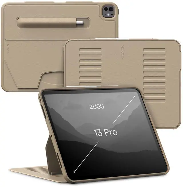 Main image of Zugu Case for iPad Pro 13 (M4) 2024, Slim Protective Cover with Apple Pencil Holder, Auto Wake/Sleep, Multiple Viewing Angles, iPad Pro 13 Inch Cover, Phone Protectors, Sand