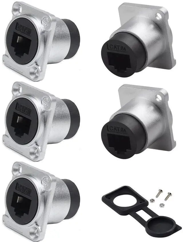 Main image of PENGLIN 5PCS RJ45 Shielded Panel Mount Connector, D-Type RJ45 CAT6A Socket, Female to Female Double Head Feed Thru Waterproof Network Ethernet Coupler