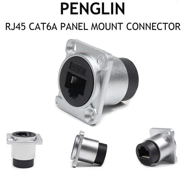 Alt view image 2 of 5 - PENGLIN 5PCS RJ45 Shielded Panel Mount Connector, D-Type RJ45 CAT6A Socket, Female to Female Double Head Feed Thru Waterproof Network Ethernet Coupler