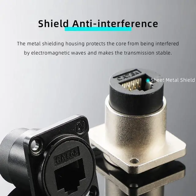 Alt view image 3 of 5 - PENGLIN 5PCS RJ45 Shielded Panel Mount Connector, D-Type RJ45 CAT6A Socket, Female to Female Double Head Feed Thru Waterproof Network Ethernet Coupler