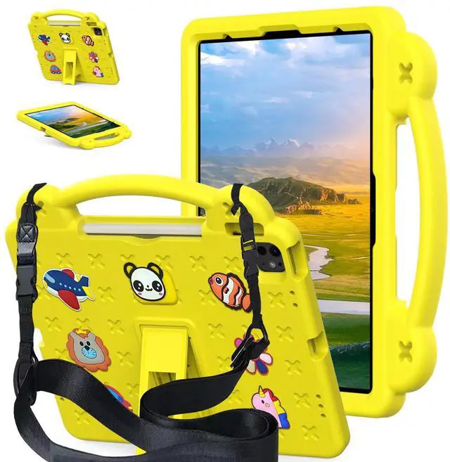 Main image of AKABEILA Compatible with ONN 10.1(GEN3) 2022(1000071485)/Amazon Fire HD 10(2021/2023)/Fire HD 10 Plus(2021/2023) Tablet Case, Kids Case with Shoulder Strap & Stand Handle Yellow